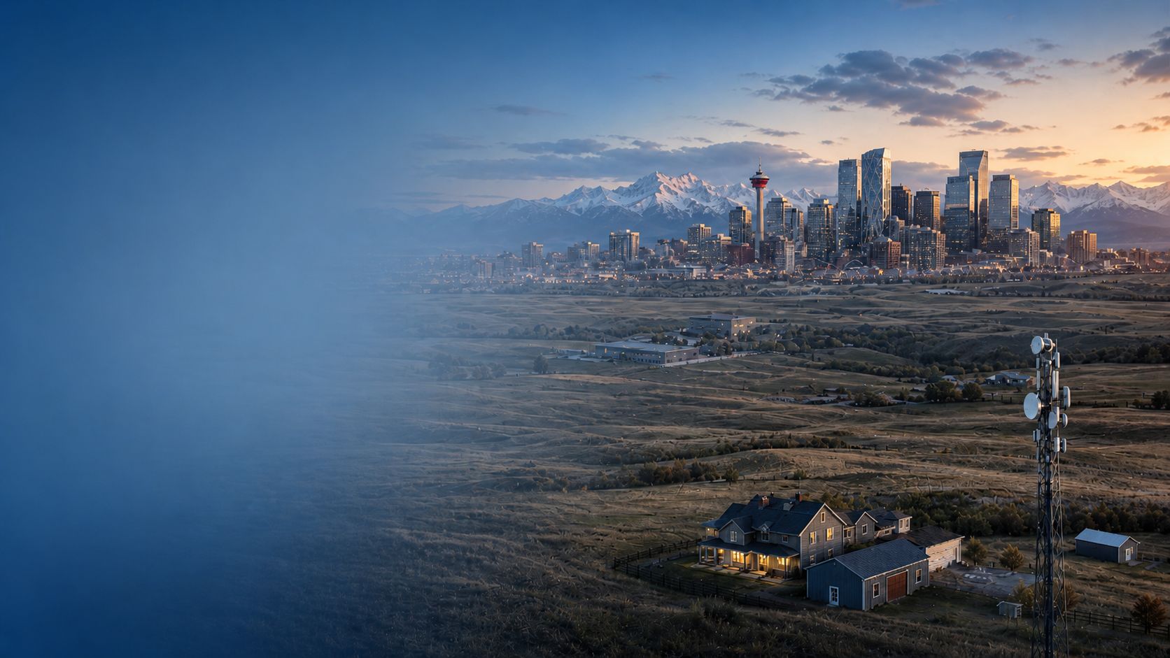 Calgary skyline with network connectivity