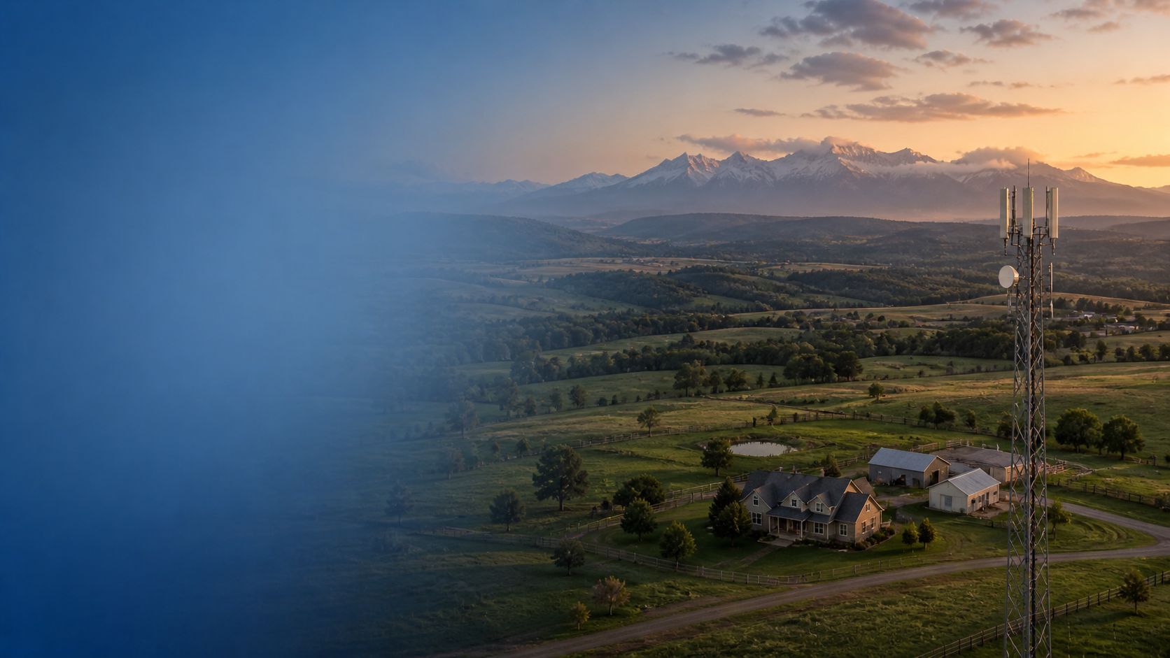 Rural Alberta landscape with wireless tower
